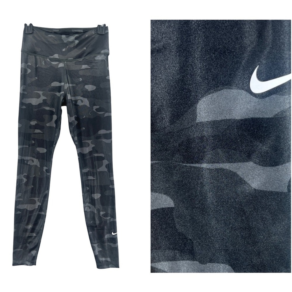 Nike Dri-FIT Camo High Rise 7/8 Leggings Size S Black Performance Gym Fitness